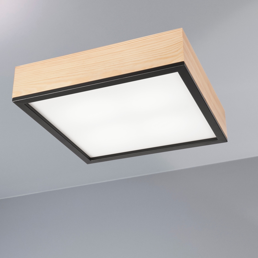 Taklampa NATURAL SQUARE 4xE27/15W/230V 39x39 cm tall/svart