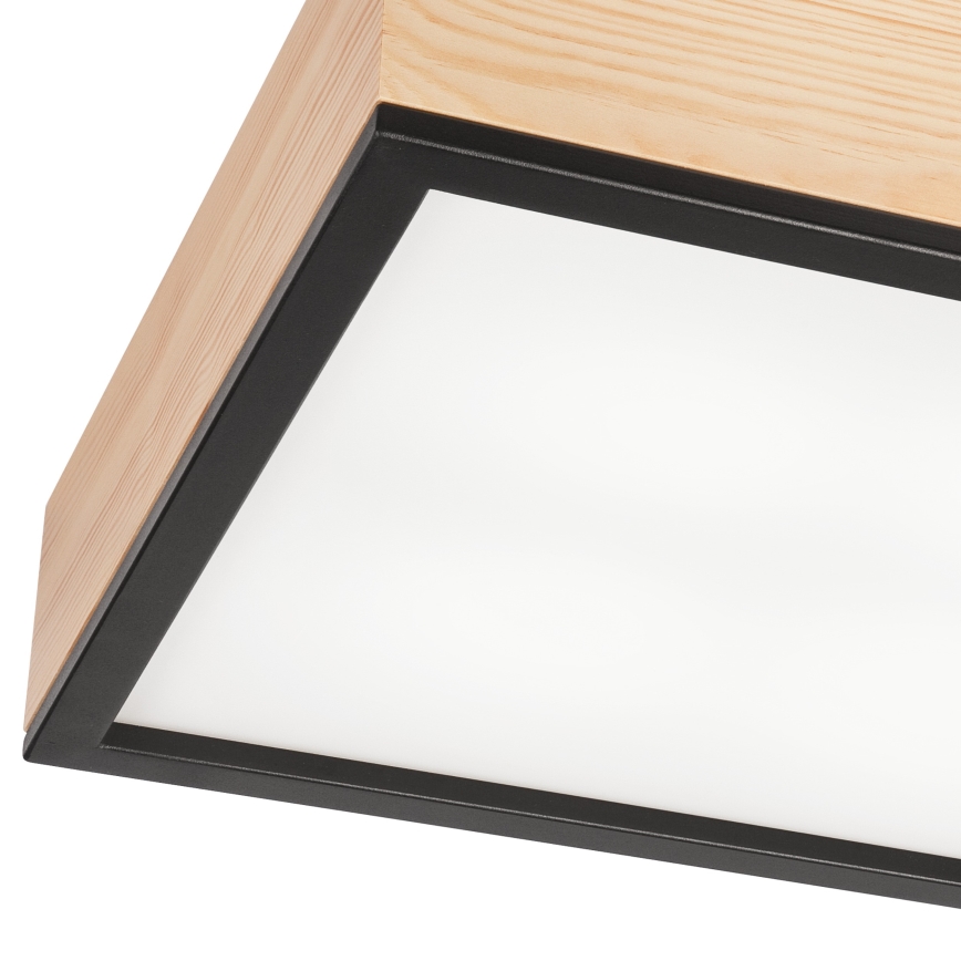 Taklampa NATURAL SQUARE 4xE27/15W/230V 39x39 cm tall/svart