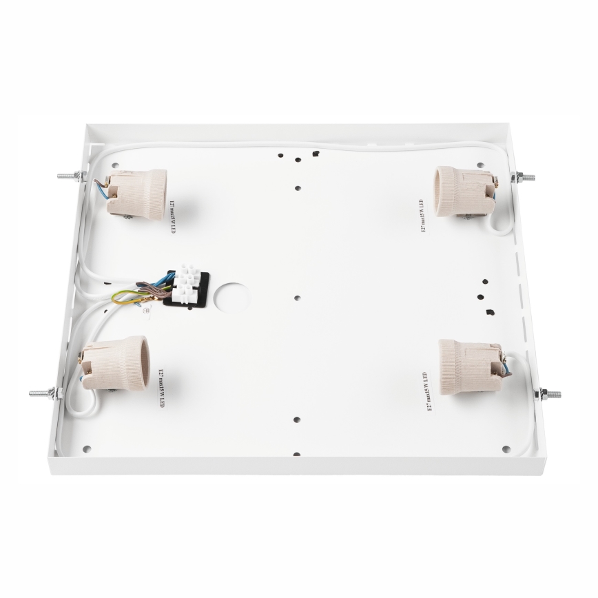 Taklampa NATURAL SQUARE 4xE27/15W/230V 39x39 cm tall/svart