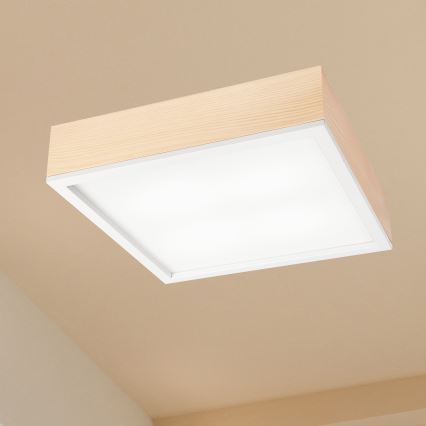 Taklampa NATURAL SQUARE 4xE27/15W/230V 39x39 cm tall/vit