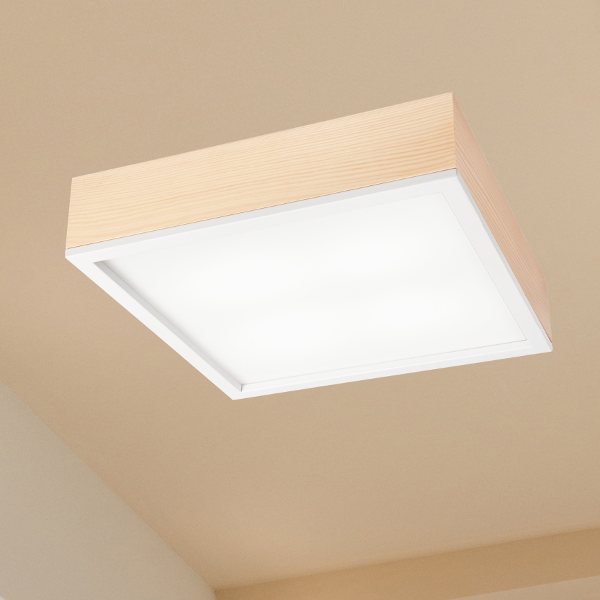 Taklampa NATURAL SQUARE 4xE27/15W/230V 39x39 cm tall/vit