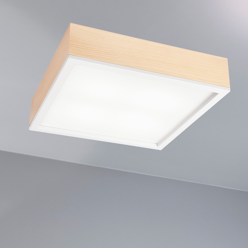 Taklampa NATURAL SQUARE 4xE27/15W/230V 39x39 cm tall/vit