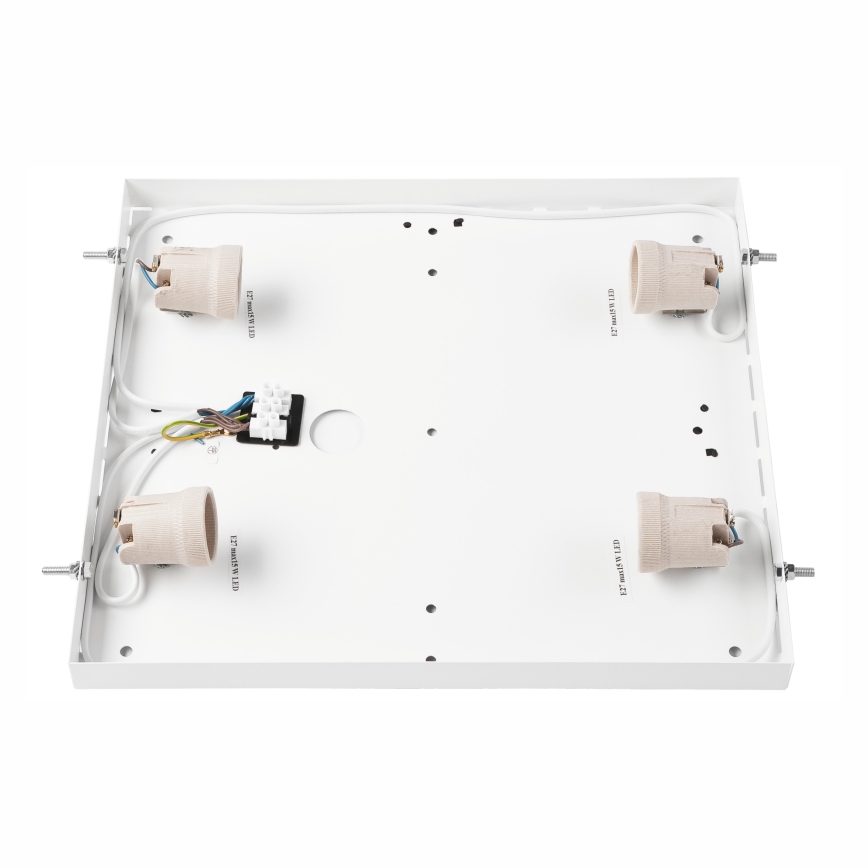 Taklampa NATURAL SQUARE 4xE27/15W/230V 39x39 cm tall/vit
