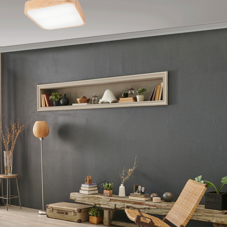 Taklampa NATURAL SQUARE 4xE27/15W/230V 45x45 cm tall