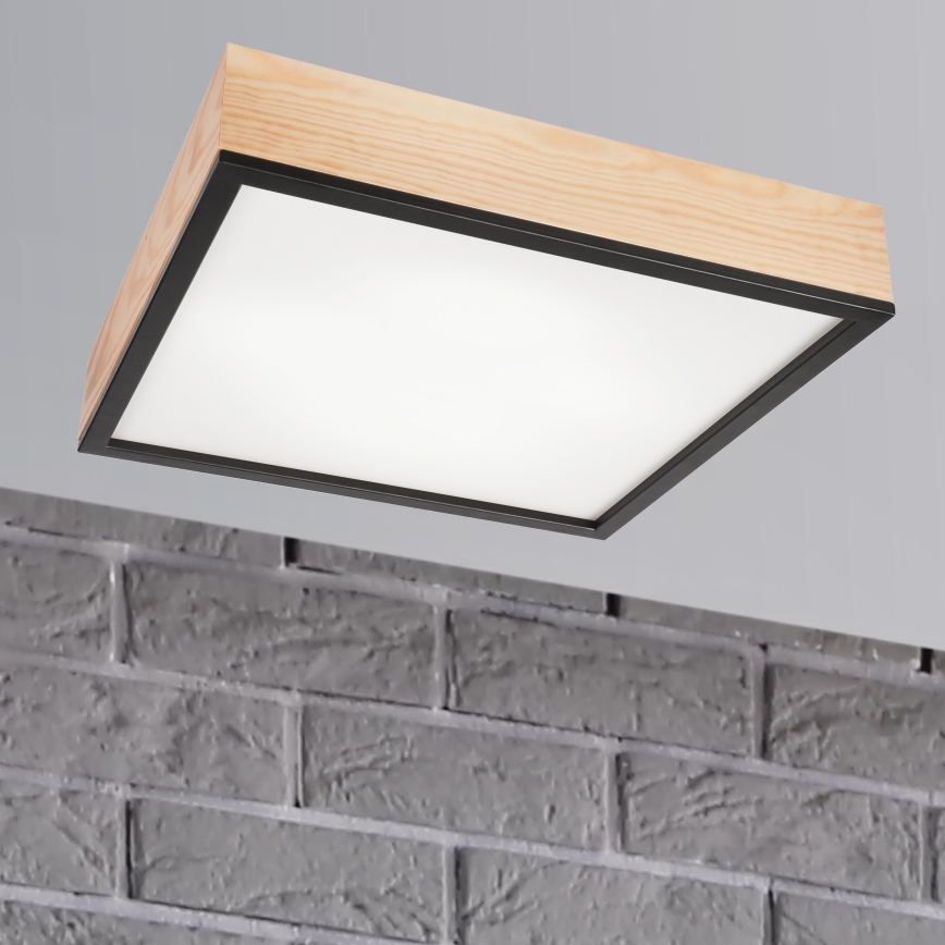 Taklampa NATURAL SQUARE 4xE27/15W/230V 48x48 cm tall/svart