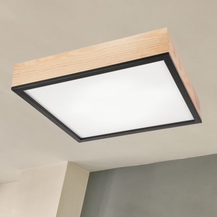 Taklampa NATURAL SQUARE 4xE27/15W/230V 48x48 cm tall/svart