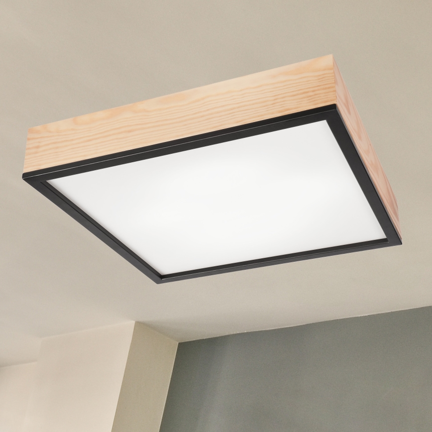 Taklampa NATURAL SQUARE 4xE27/15W/230V 48x48 cm tall/svart