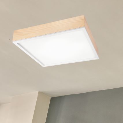 Taklampa NATURAL SQUARE 4xE27/15W/230V 48x48 cm tall/vit