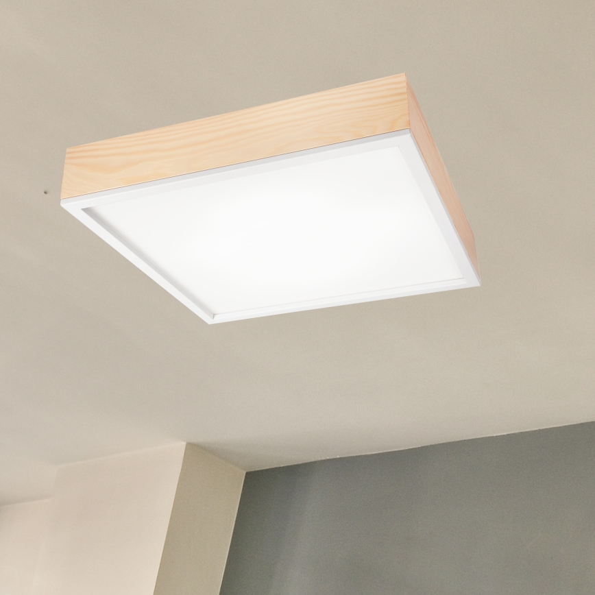 Taklampa NATURAL SQUARE 4xE27/15W/230V 48x48 cm tall/vit