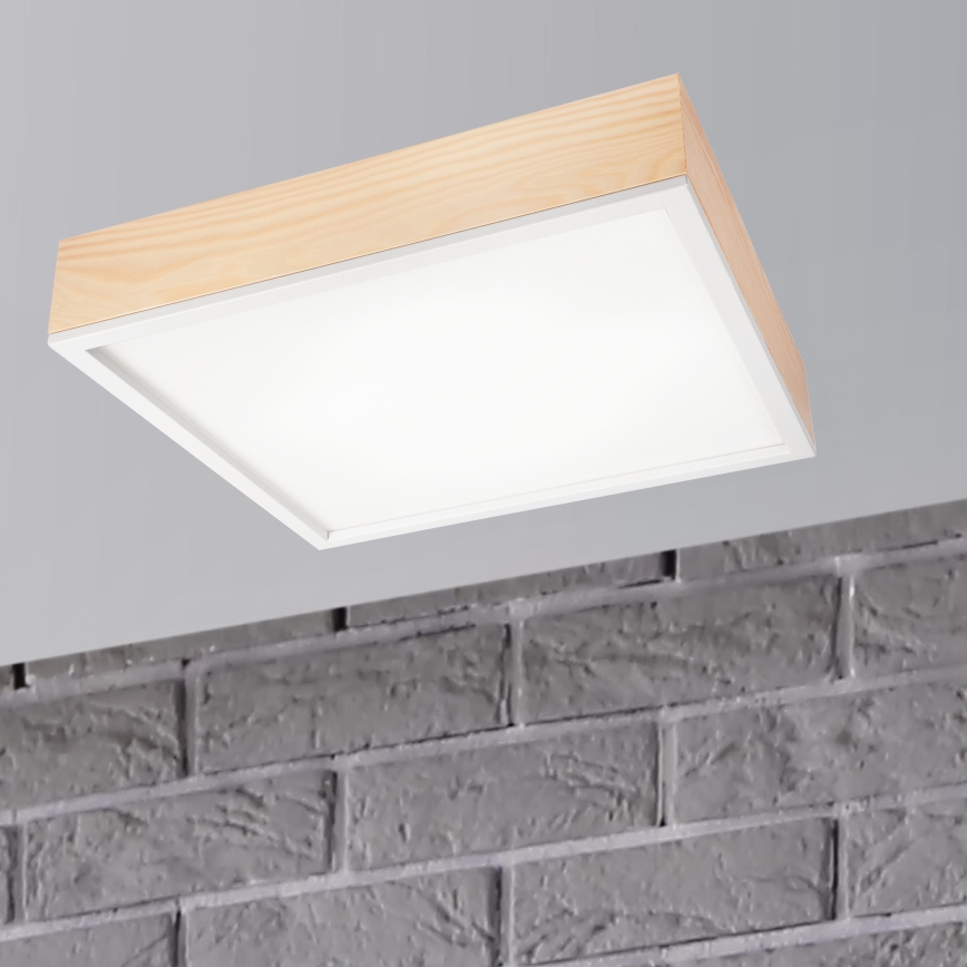 Taklampa NATURAL SQUARE 4xE27/15W/230V 48x48 cm tall/vit