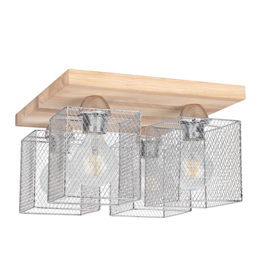 Taklampa NORMAN WOOD 4xE27/25W/230V matt ek