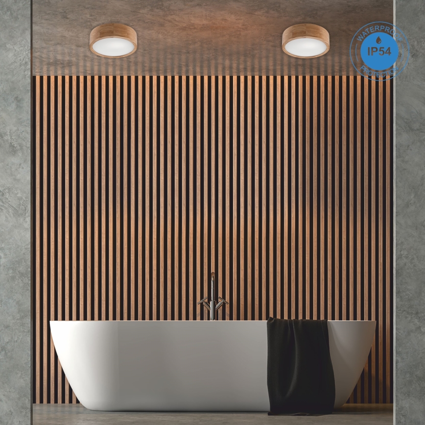 Badrum takbelysning OAK 2xE27/15W/230V IP54 ek ø 27 cm - FSC certifierade