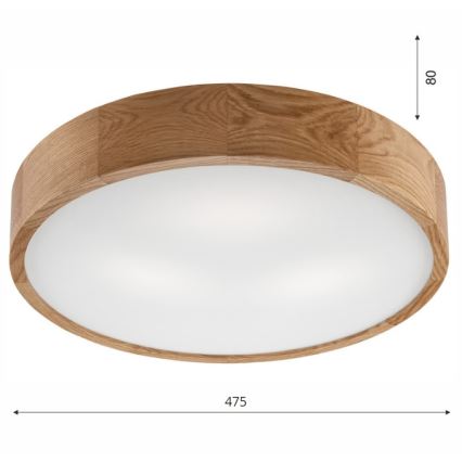Taklampa OAK 3xE27/60W/230V ek ø 47,5 cm - FSC certifierade