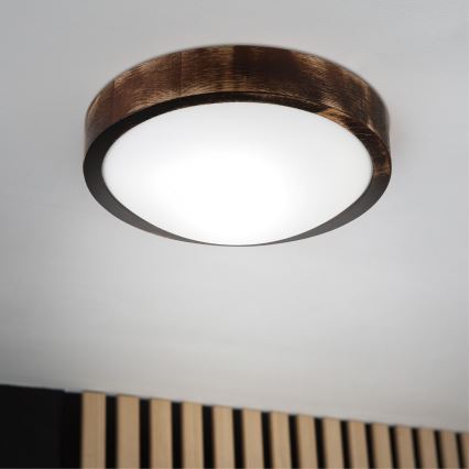 Taklampa OAK SLIM 1xE27/15W/230V Ø 27 cm ek/mörkbrun