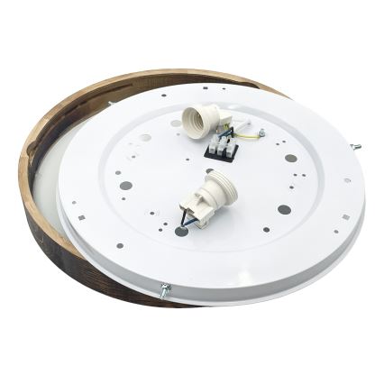 Taklampa OAK SLIM 2xE27/15W/230V Ø 37 cm ek/mörkbrun