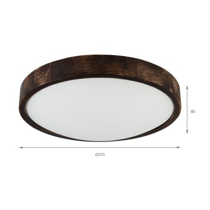 Taklampa OAK SLIM 2xE27/15W/230V Ø 37 cm ek/mörkbrun
