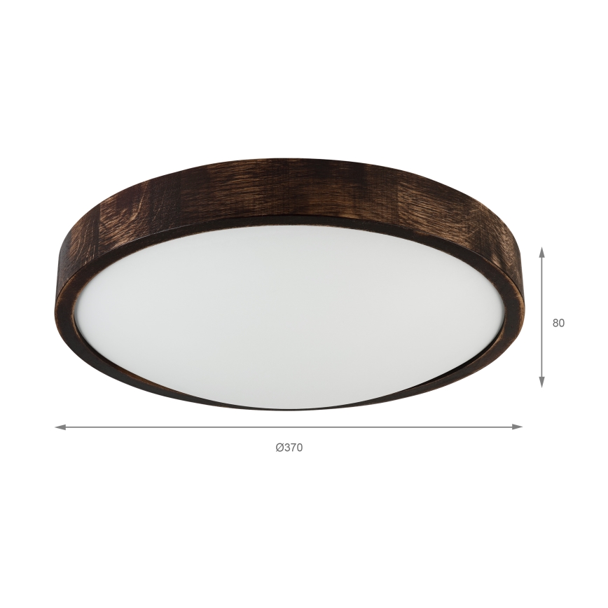 Taklampa OAK SLIM 2xE27/15W/230V Ø 37 cm ek/mörkbrun
