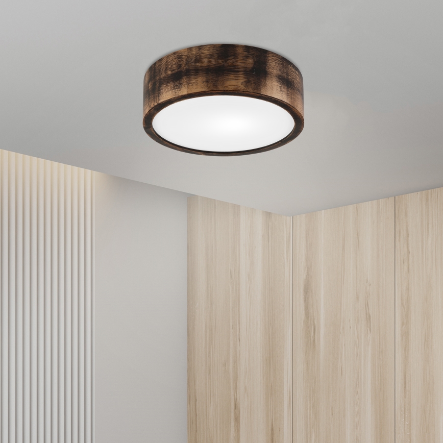 Taklampa OAK SMOKY 1xE27/15W/230V ø 27,5 cm ek/mörkbrun