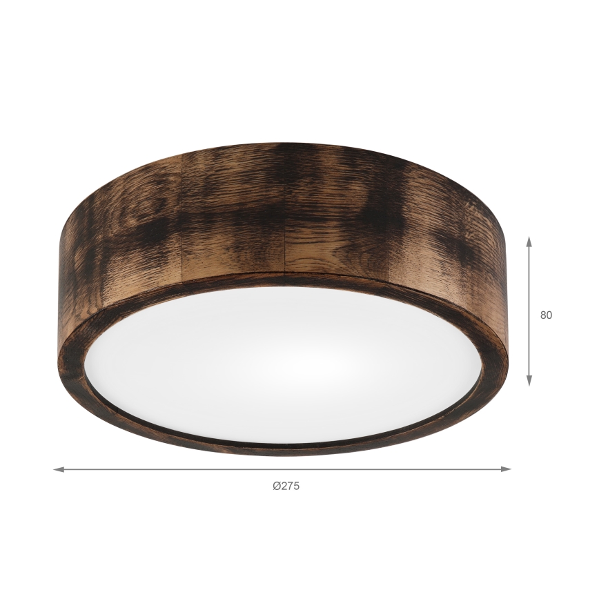 Taklampa OAK SMOKY 1xE27/15W/230V ø 27,5 cm ek/mörkbrun