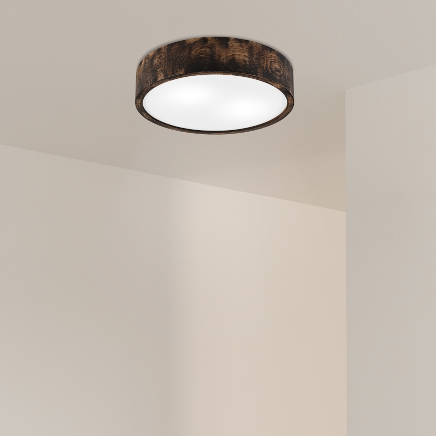 Taklampa OAK SMOKY 2xE27/15W/230V Ø 37,5 cm ek/mörkbrun