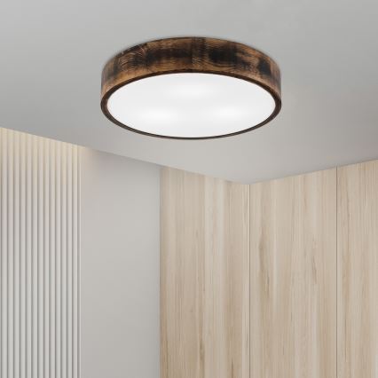 Taklampa OAK SMOKY 3xE27/15W/230V ø 47,5 cm ek/mörkbrun