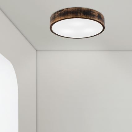 Taklampa OAK SMOKY 3xE27/15W/230V ø 47,5 cm ek/mörkbrun