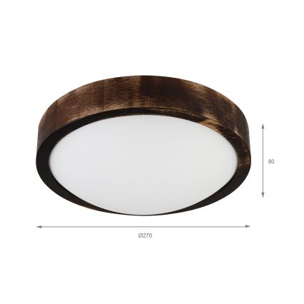 Taklampa OAK SMOKY SLIM 1xE27/15W/230V, Ø 27 cm, ek/mörkbrun