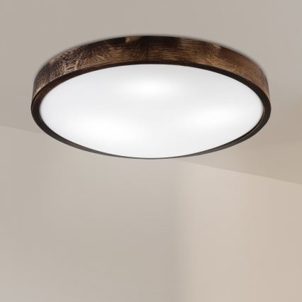 Taklampa OAK SMOKY SLIM 3xE27/15W/230V Ø 47 cm ek/mörkbrun