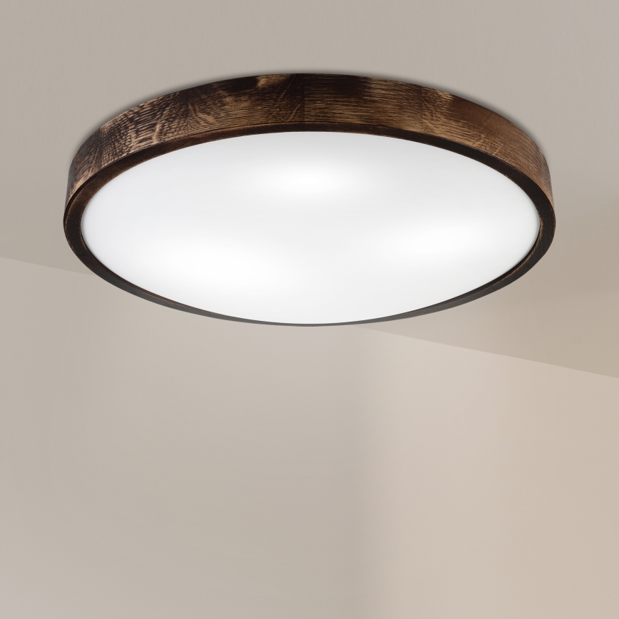 Taklampa OAK SMOKY SLIM 3xE27/15W/230V Ø 47 cm ek/mörkbrun