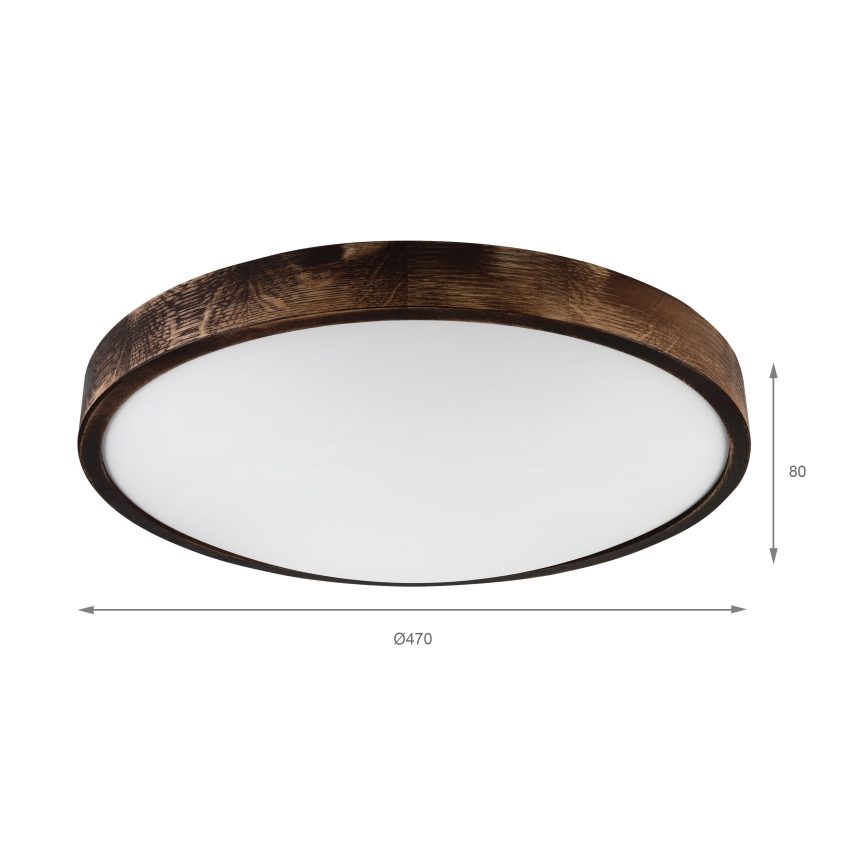 Taklampa OAK SMOKY SLIM 3xE27/15W/230V Ø 47 cm ek/mörkbrun