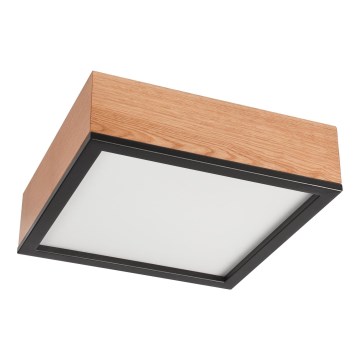 Taklampa OAK SQUARE 2xE27/15W/230V 31x31 cm ek/svart