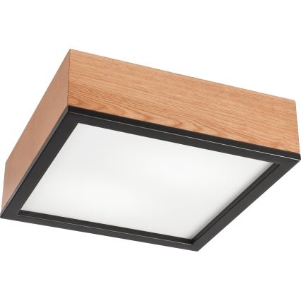 Taklampa OAK SQUARE 2xE27/15W/230V 31x31 cm ek/svart