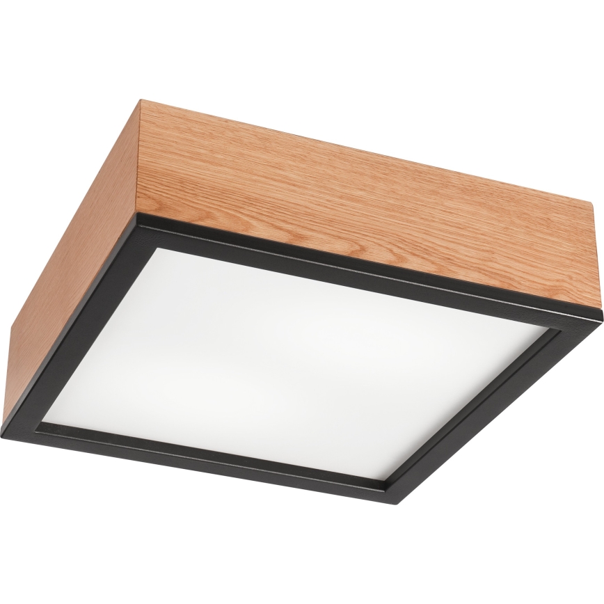 Taklampa OAK SQUARE 2xE27/15W/230V 31x31 cm ek/svart