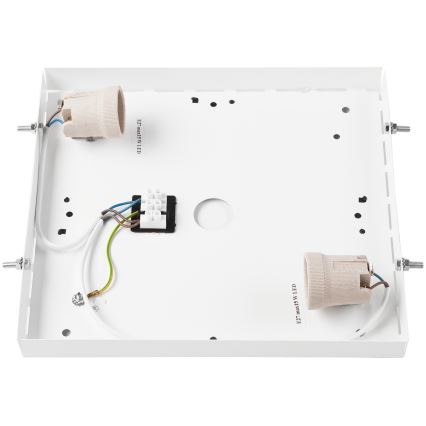 Taklampa OAK SQUARE 2xE27/15W/230V 31x31 cm ek/svart