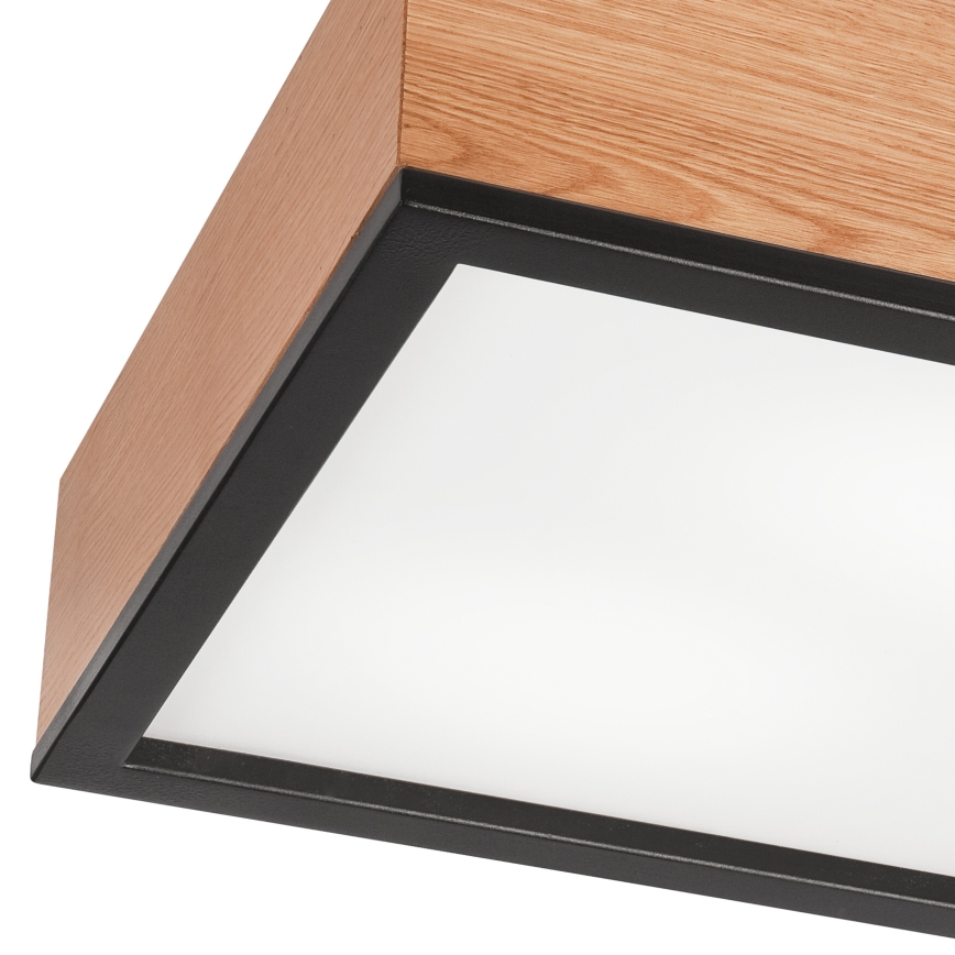 Taklampa OAK SQUARE 2xE27/15W/230V 31x31 cm ek/svart