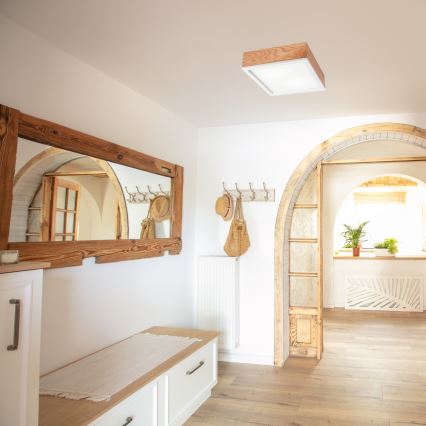Taklampa OAK SQUARE 2xE27/15W/230V 31x31 cm ek/vit