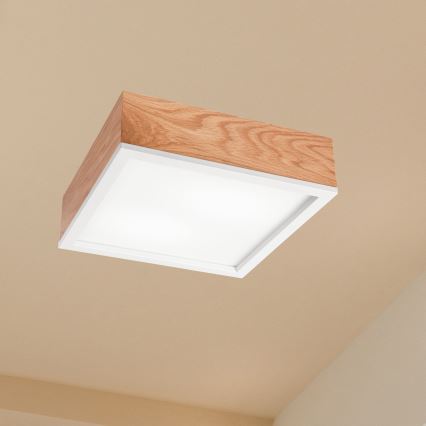 Taklampa OAK SQUARE 2xE27/15W/230V 31x31 cm ek/vit