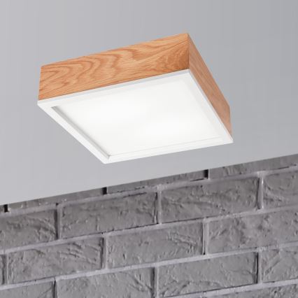 Taklampa OAK SQUARE 2xE27/15W/230V 31x31 cm ek/vit