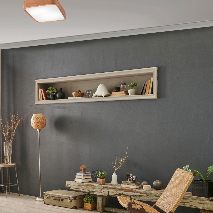 Taklampa OAK SQUARE 2xE27/15W/230V 35x35 cm ek