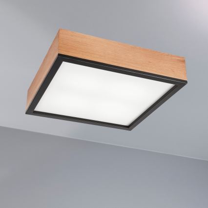 Taklampa OAK SQUARE 4xE27/15W/230V 39x39 cm ek/svart