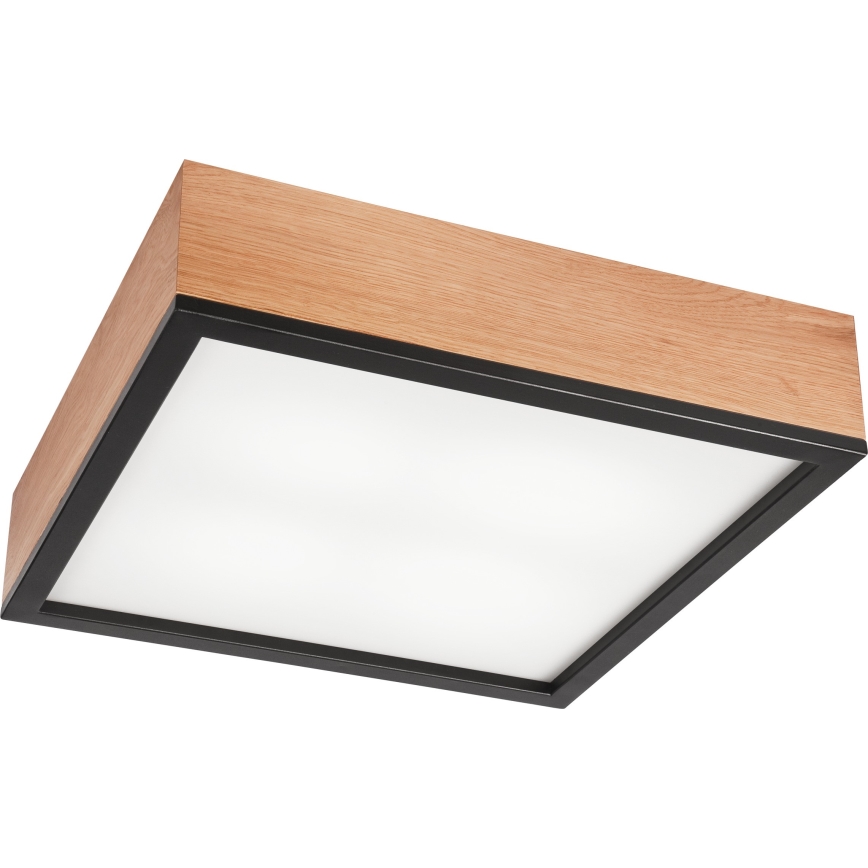 Taklampa OAK SQUARE 4xE27/15W/230V 39x39 cm ek/svart