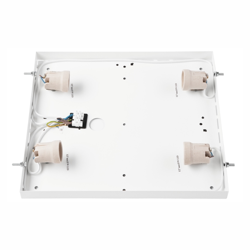 Taklampa OAK SQUARE 4xE27/15W/230V 39x39 cm ek/svart