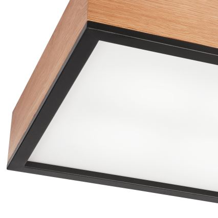 Taklampa OAK SQUARE 4xE27/15W/230V 39x39 cm ek/svart