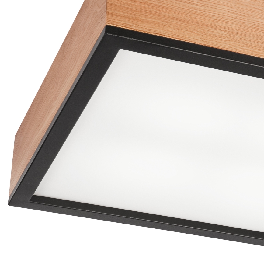 Taklampa OAK SQUARE 4xE27/15W/230V 39x39 cm ek/svart
