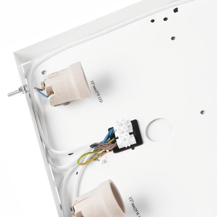 Taklampa OAK SQUARE 4xE27/15W/230V 39x39 cm ek/svart