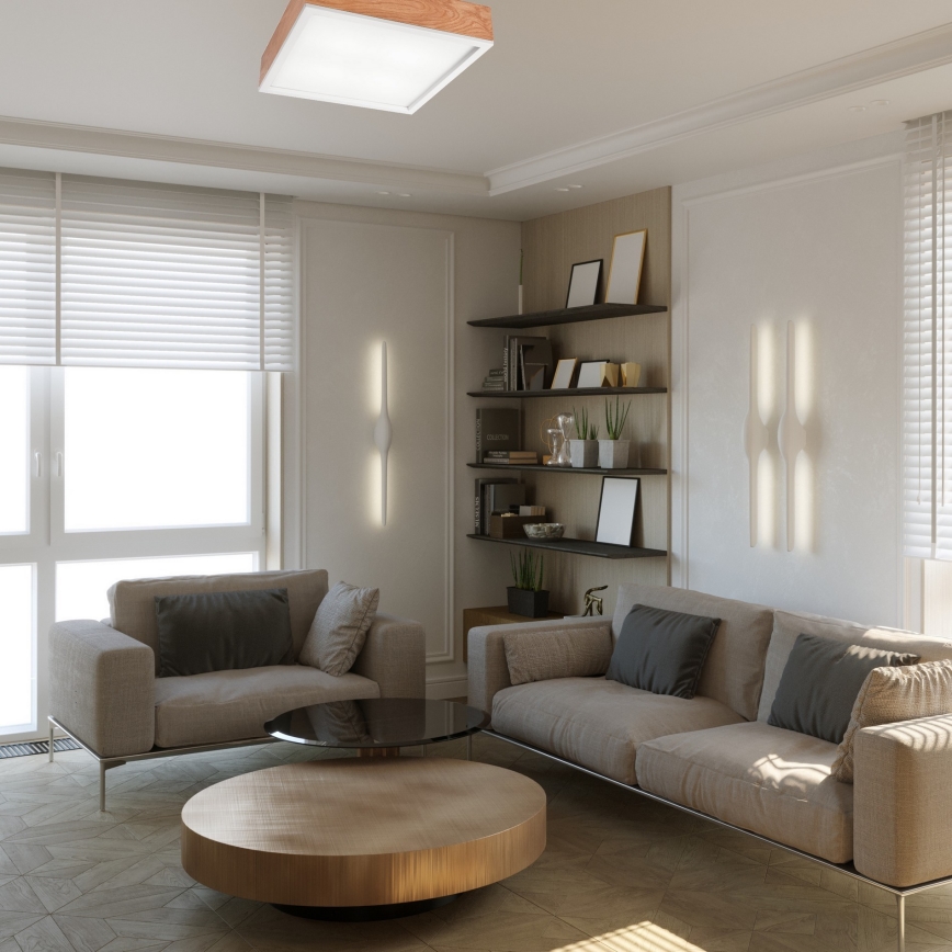 Taklampa OAK SQUARE 4xE27/15W/230V 39x39 cm ek/vit
