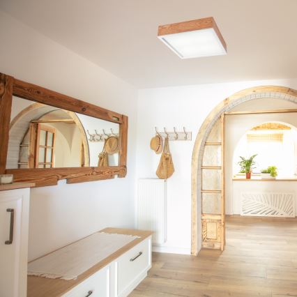 Taklampa OAK SQUARE 4xE27/15W/230V 39x39 cm ek/vit
