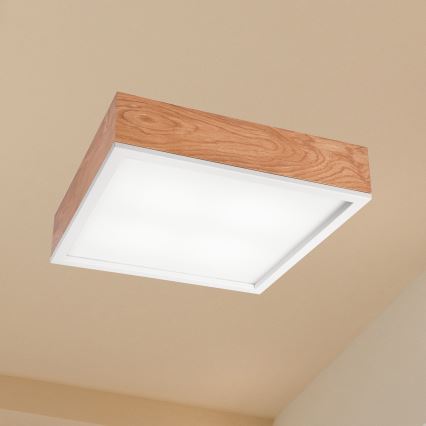 Taklampa OAK SQUARE 4xE27/15W/230V 39x39 cm ek/vit