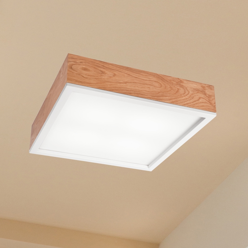 Taklampa OAK SQUARE 4xE27/15W/230V 39x39 cm ek/vit