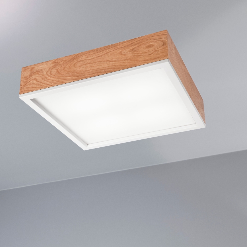 Taklampa OAK SQUARE 4xE27/15W/230V 39x39 cm ek/vit